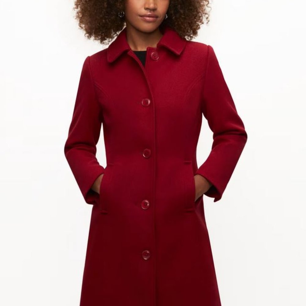 LAURA (petites):  Club Collar Wool Blend Coat - red